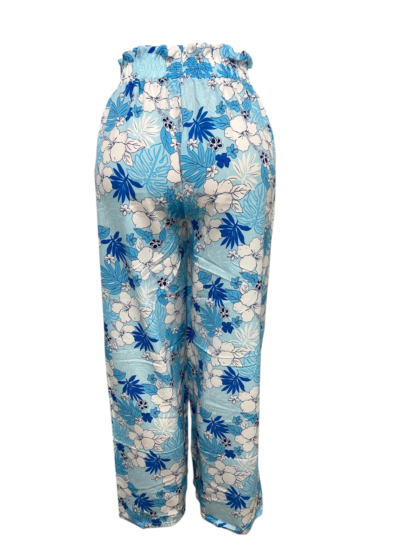 LUCHTIGE ZOMERBROEK MET PRINT BLAUW/WIT -THIRZA
