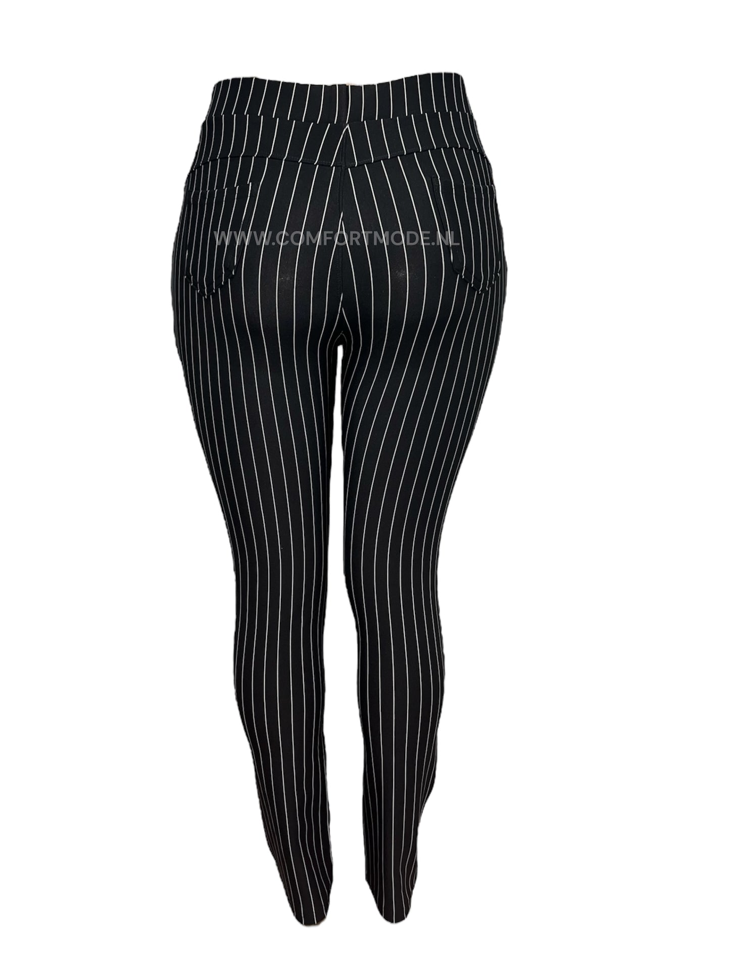 R216-1 -COMFORTBROEK ZWART KRIJTSTREEP