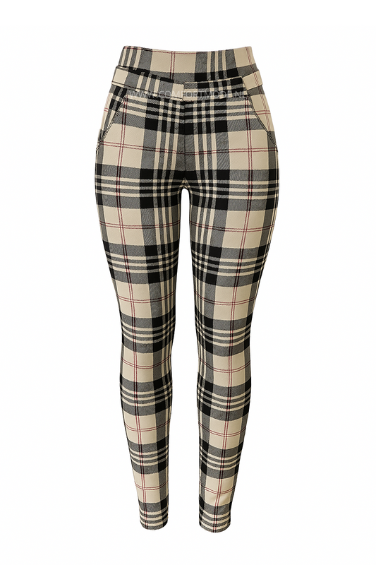 R216-10 - KOMFORTHOSE BEIGE KARIERT