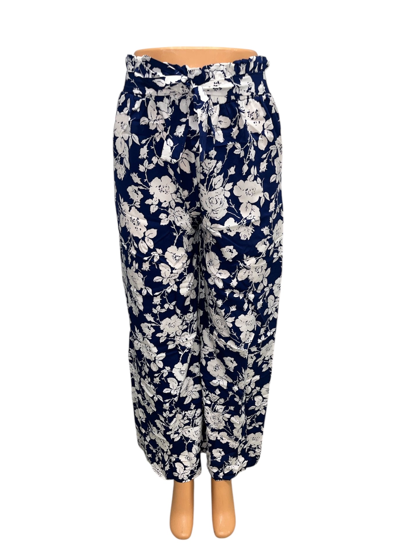 -LUCHTIGE ZOMERBROEK MET PRINT NAVY -STACY