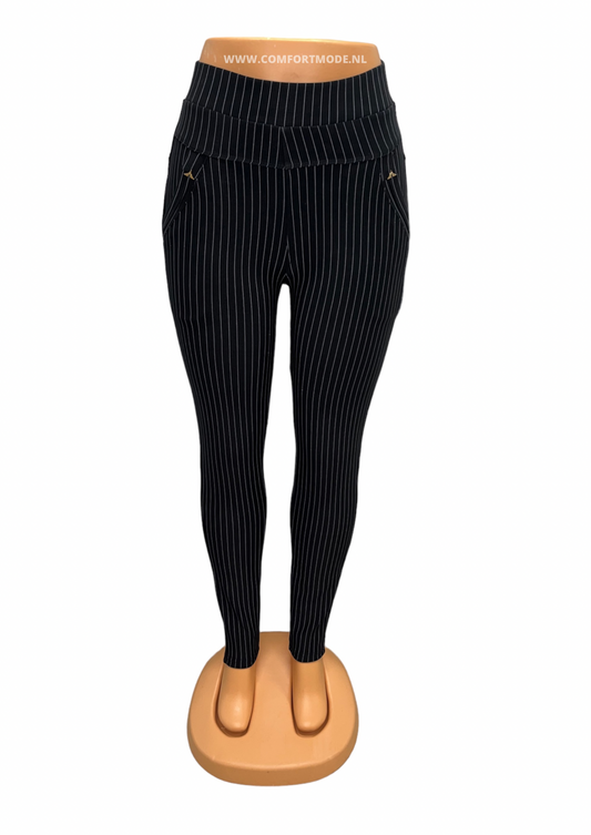 -COMFORTBROEK DONKERBLAUW MET KRIJTSTREEP - comfortmode