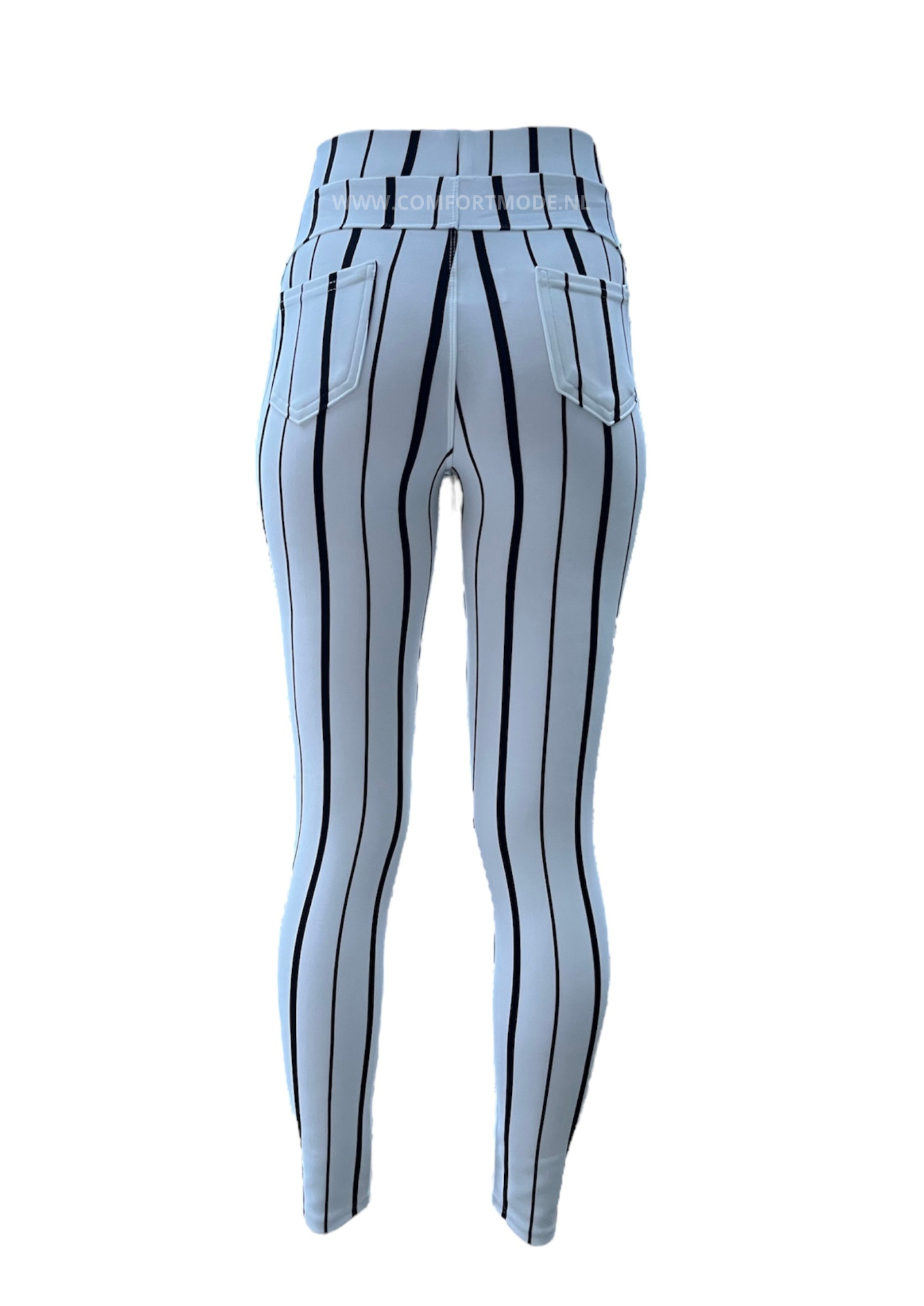 R216-15 - COMFORT PANTS WHITE WITH BLACK STRIPES