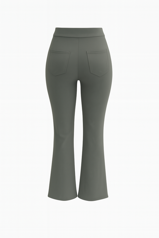 R259-COMFORTBROEK TALL FLARED GROEN/GRIJS