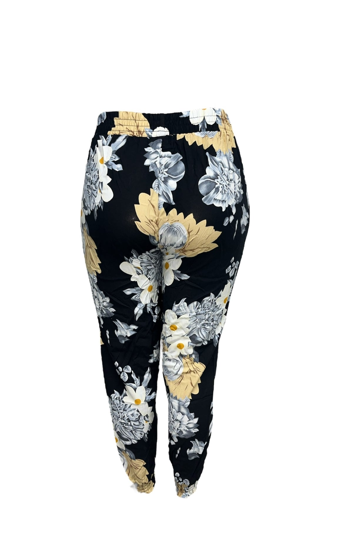 LUCHTIGE ZOMERBROEK MET PRINT ZWART/WIT -PLUSSIZE