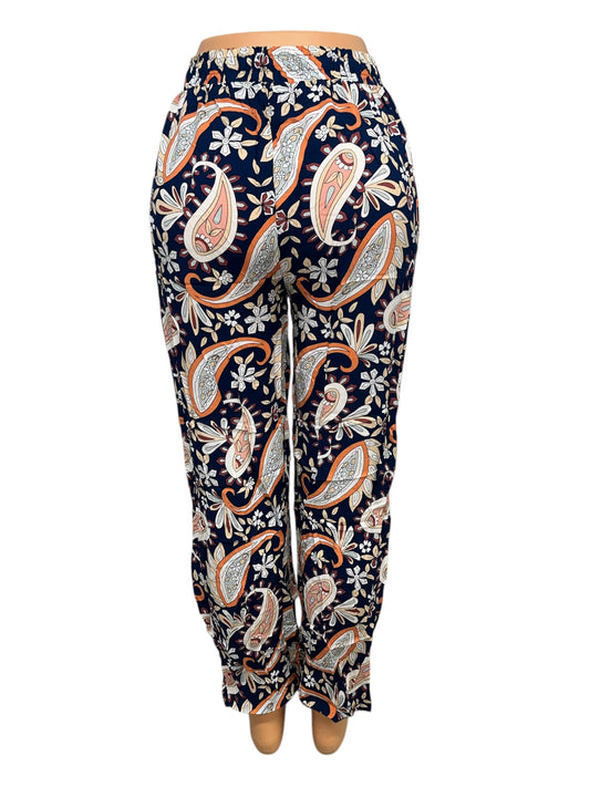 -LUCHTIGE ZOMERBROEK ZWART/ORANJE -VICKY