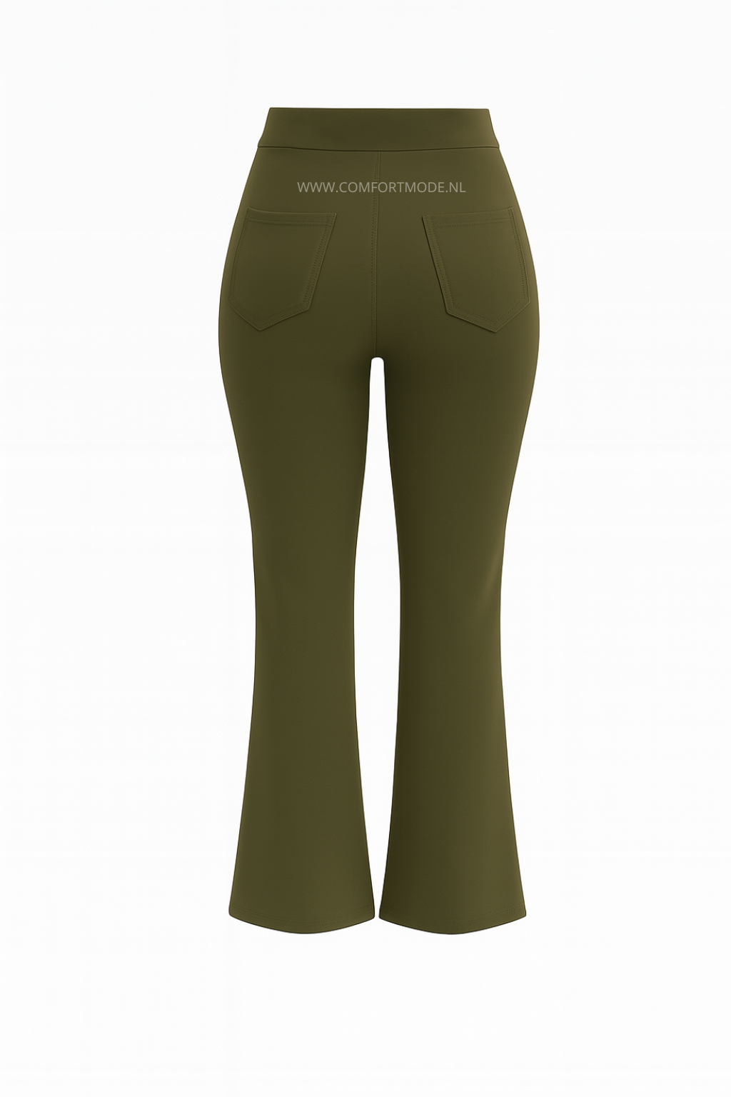 R259- COMFORTBROEK TALL FLARED GROEN