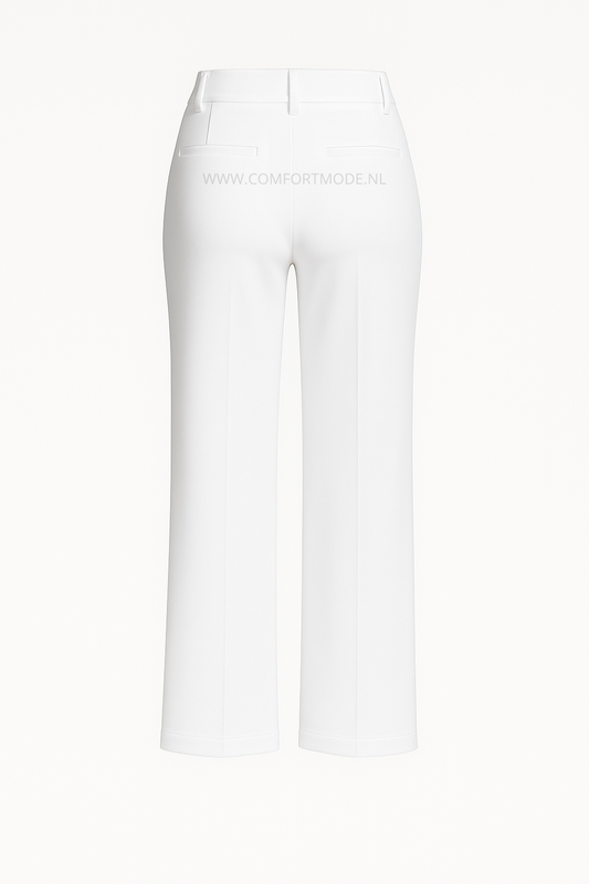-COMFORTBROEK STRAIGHT LEG WIT MET RIEMPJE