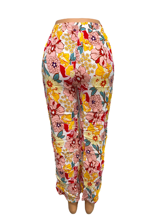 -LUCHTIGE ZOMERBROEK MET PRINT GEEL -HETTY