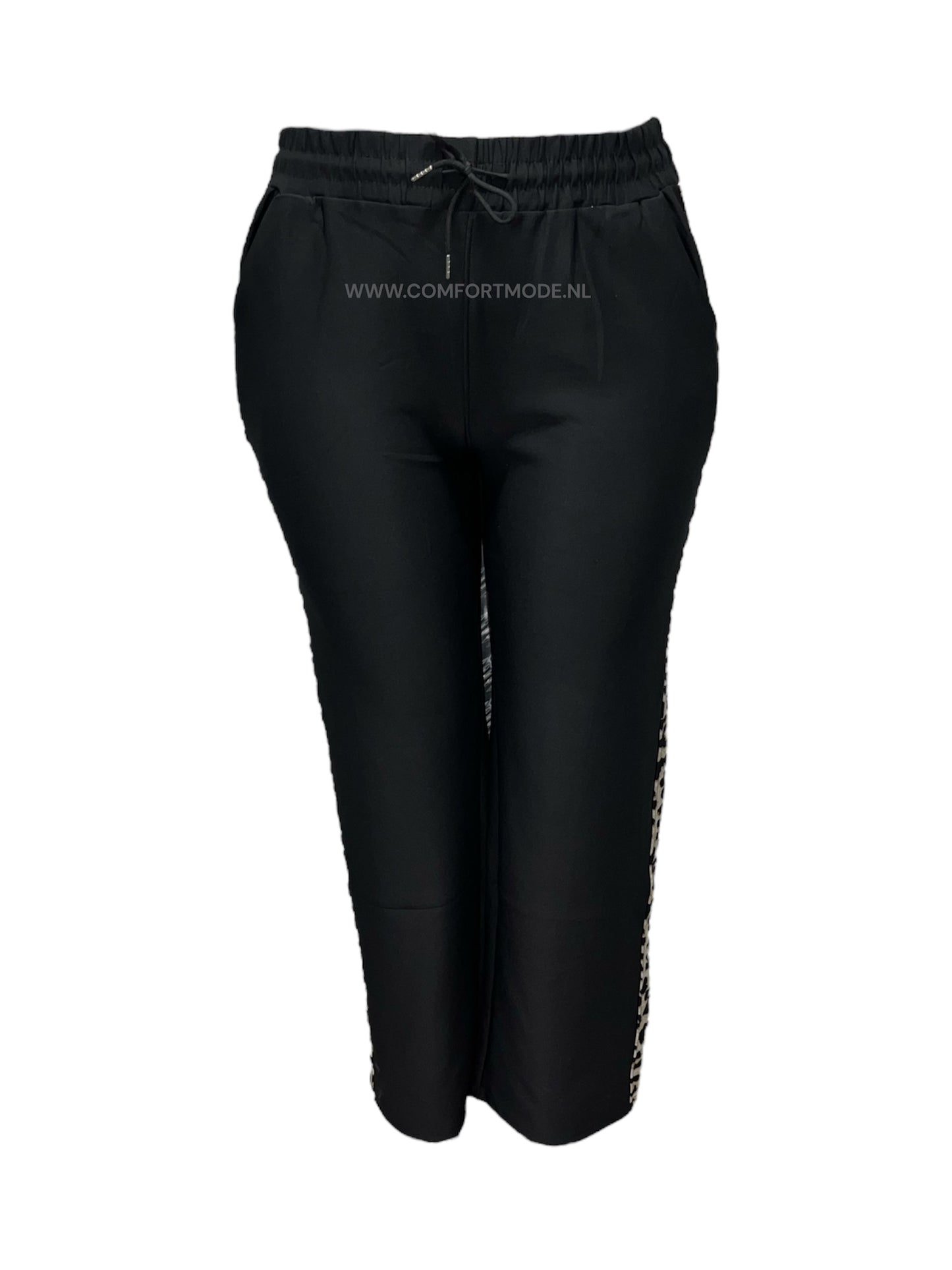 -COMFORTBROEK ZWART STRAIGHT LEG PANTER