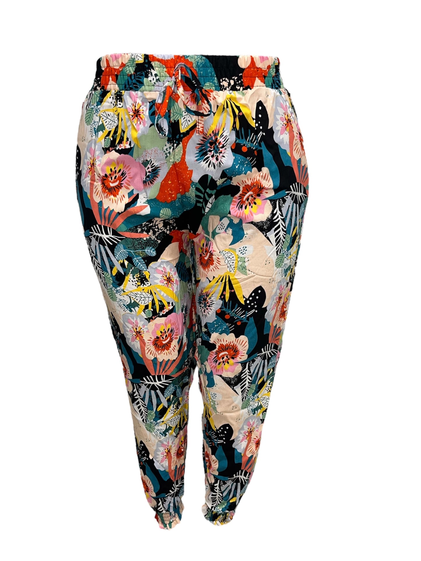LUCHTIGE ZOMERBROEK MET PRINT GEKLEURD -PLUSSIZE
