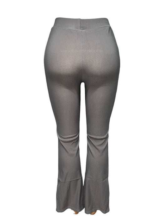 -COMFORTBROEK GRIJS FLARED MET SPLIT