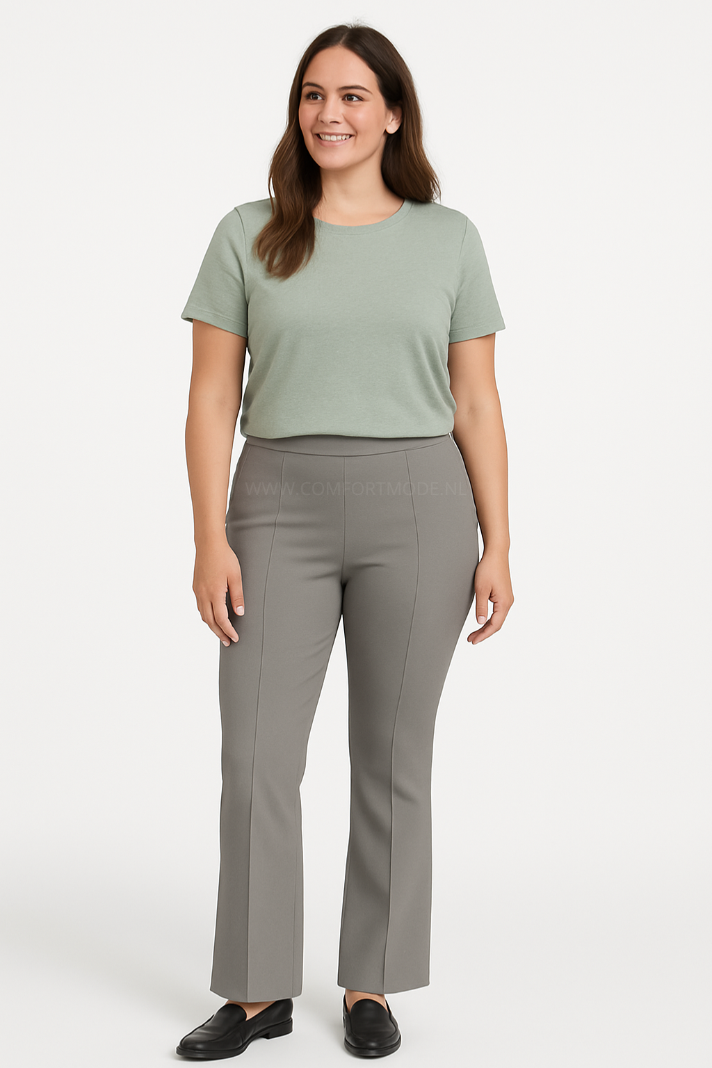 R259- COMFORTBROEK FLARED LICHTGRIJS TALL