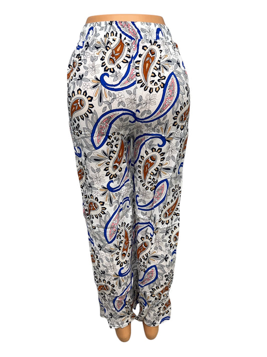 -LUCHTIGE ZOMERBROEK MET PRINT WIT/BLAUW -VICKY