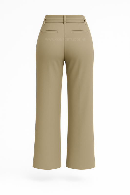 -COMFORTBROEK STRAIGHT LEG BEIGE MET RIEMPJE