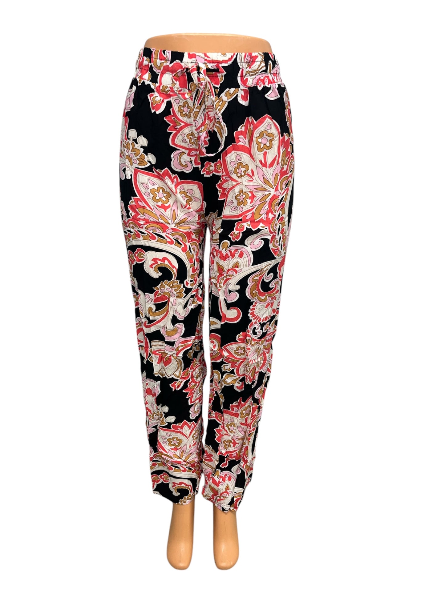 -LUCHTIGE ZOMERBROEK MET PRINT ZWART/ROOD -KIKI