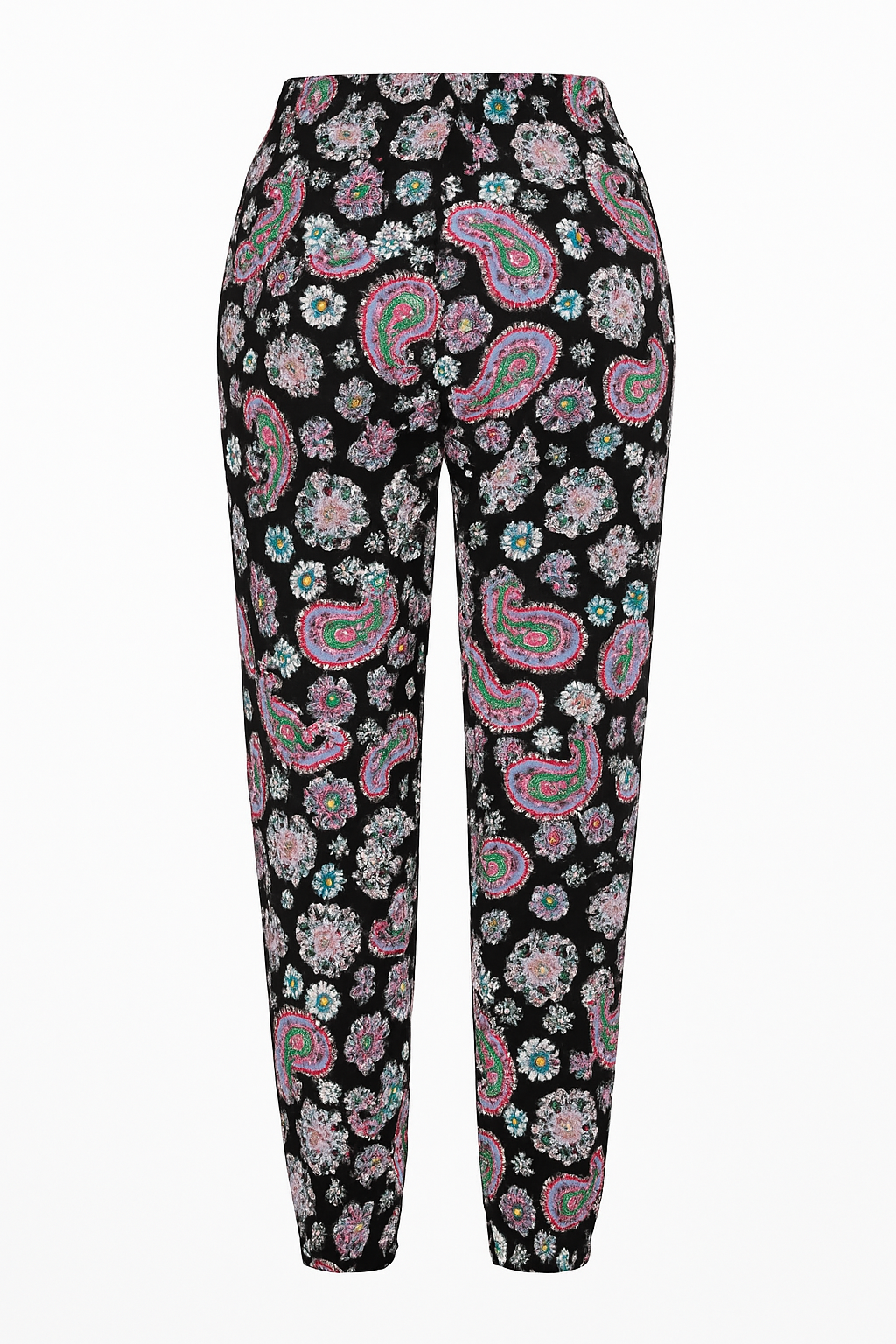 LUCHTIGE ZOMERBROEK MET PRINT ZWART/ROZE -ISA