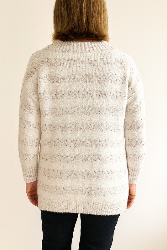 Gestreept gebreid vest- Creme