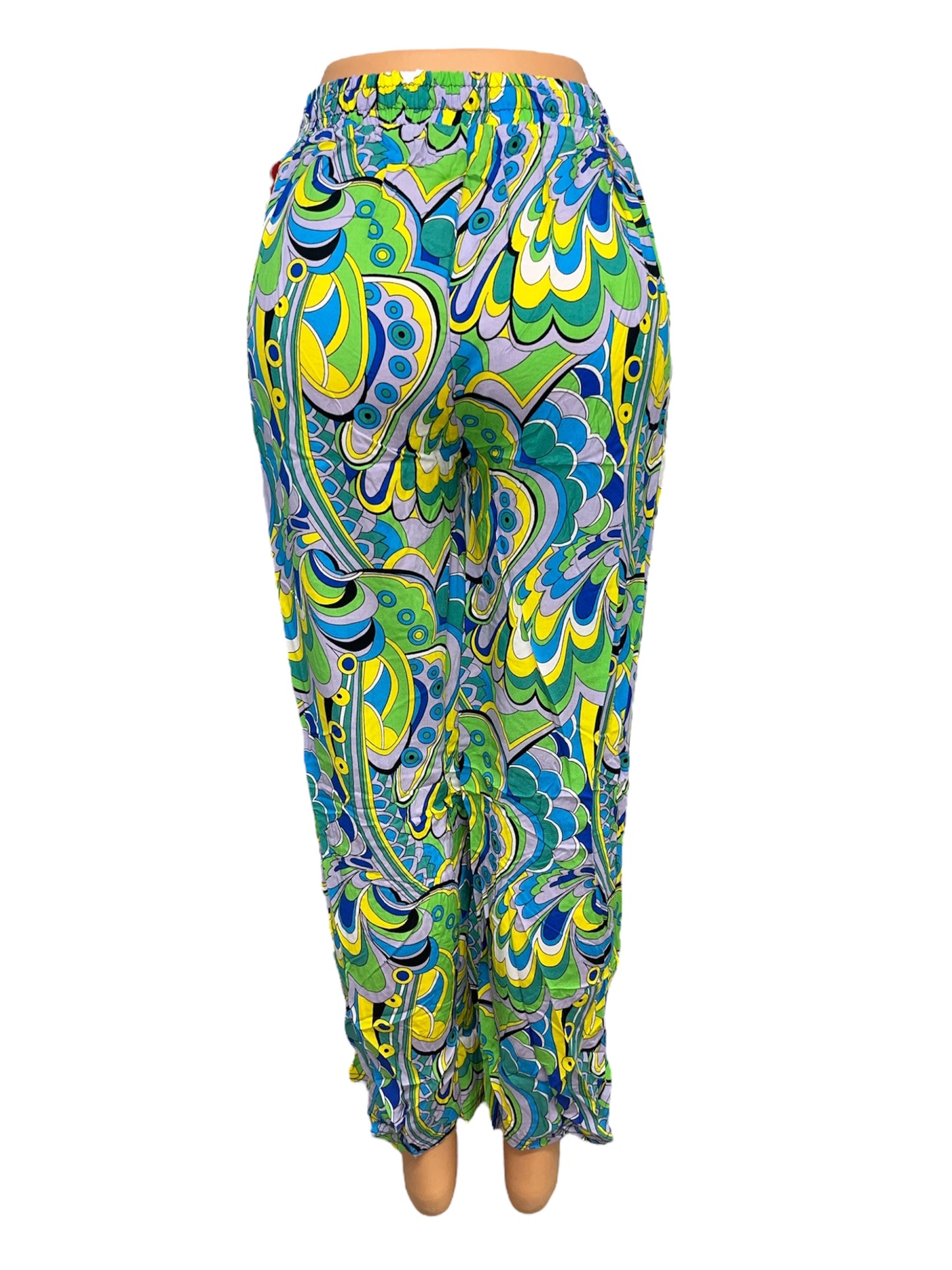 LUCHTIGE ZOMERBROEK MET PRINT GROEN/BLAUW -JOSJE