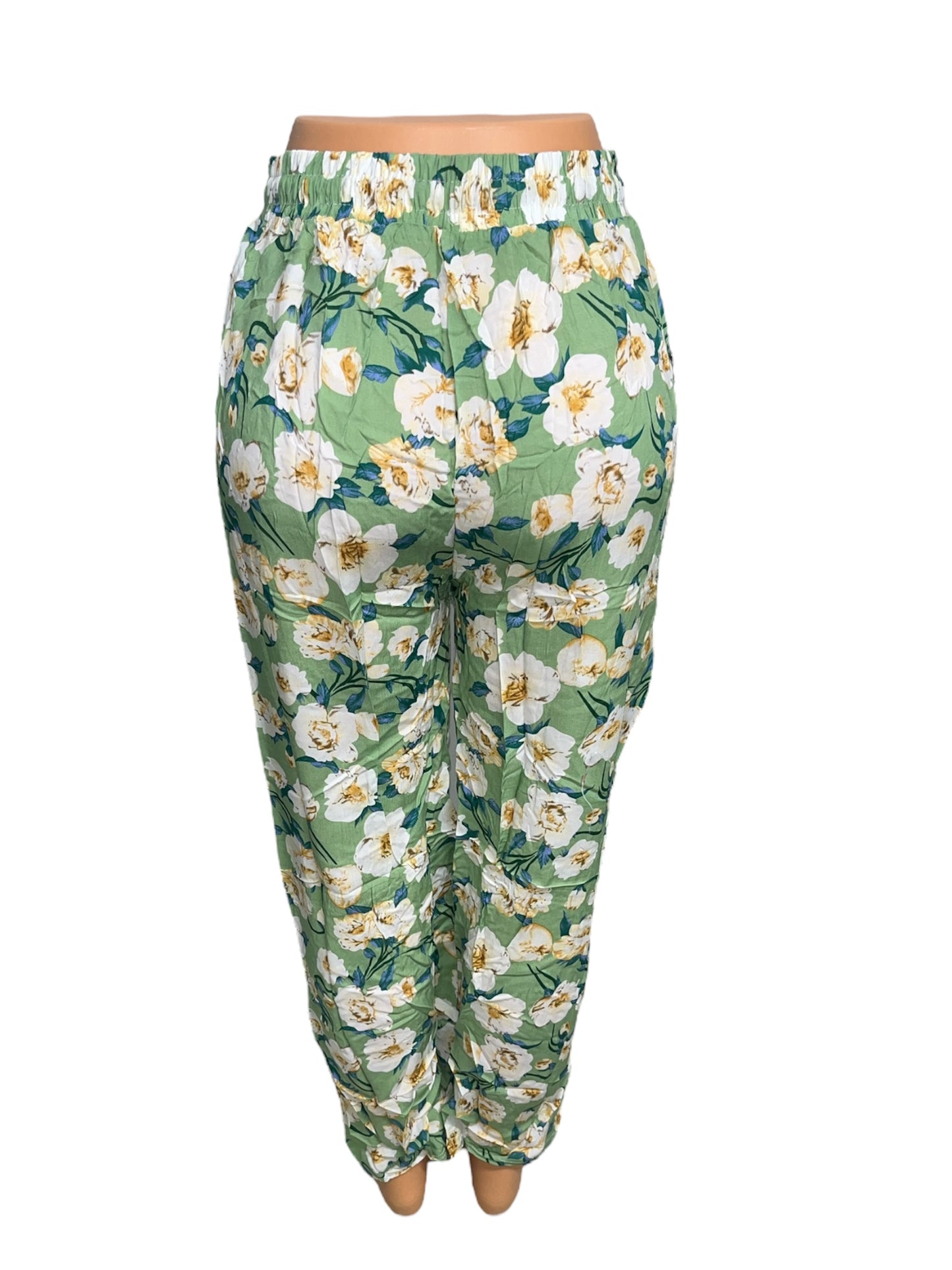 LUCHTIGE ZOMERBROEK MET PRINT GROEN/WIT -JULIE