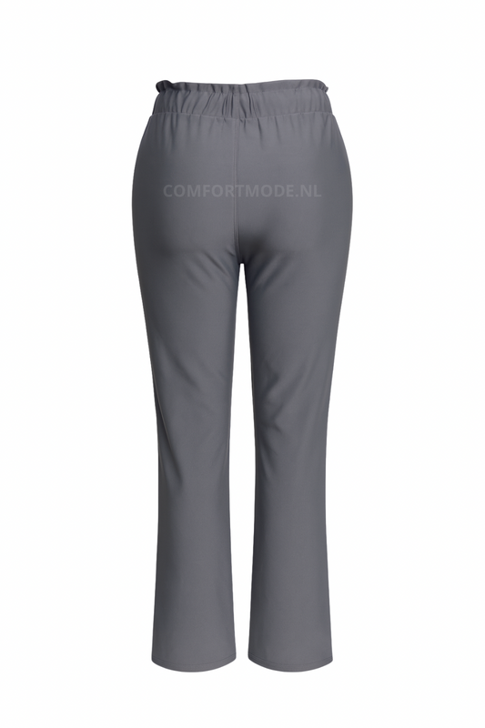 R272- COMFORTBROEK STRAIGHT LEG MET VETERS GRIJS
