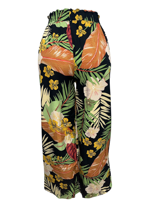 -LUCHTIGE ZOMERBROEK MET PRINT ZWART/ORANJE -JOY