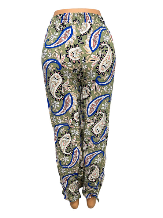 -LUCHTIGE ZOMERBROEK MET PRINT GROEN -VICKY