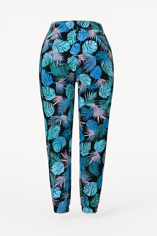 LUCHTIGE ZOMERBROEK MET PRINT BLAUW/ZWART -TINA