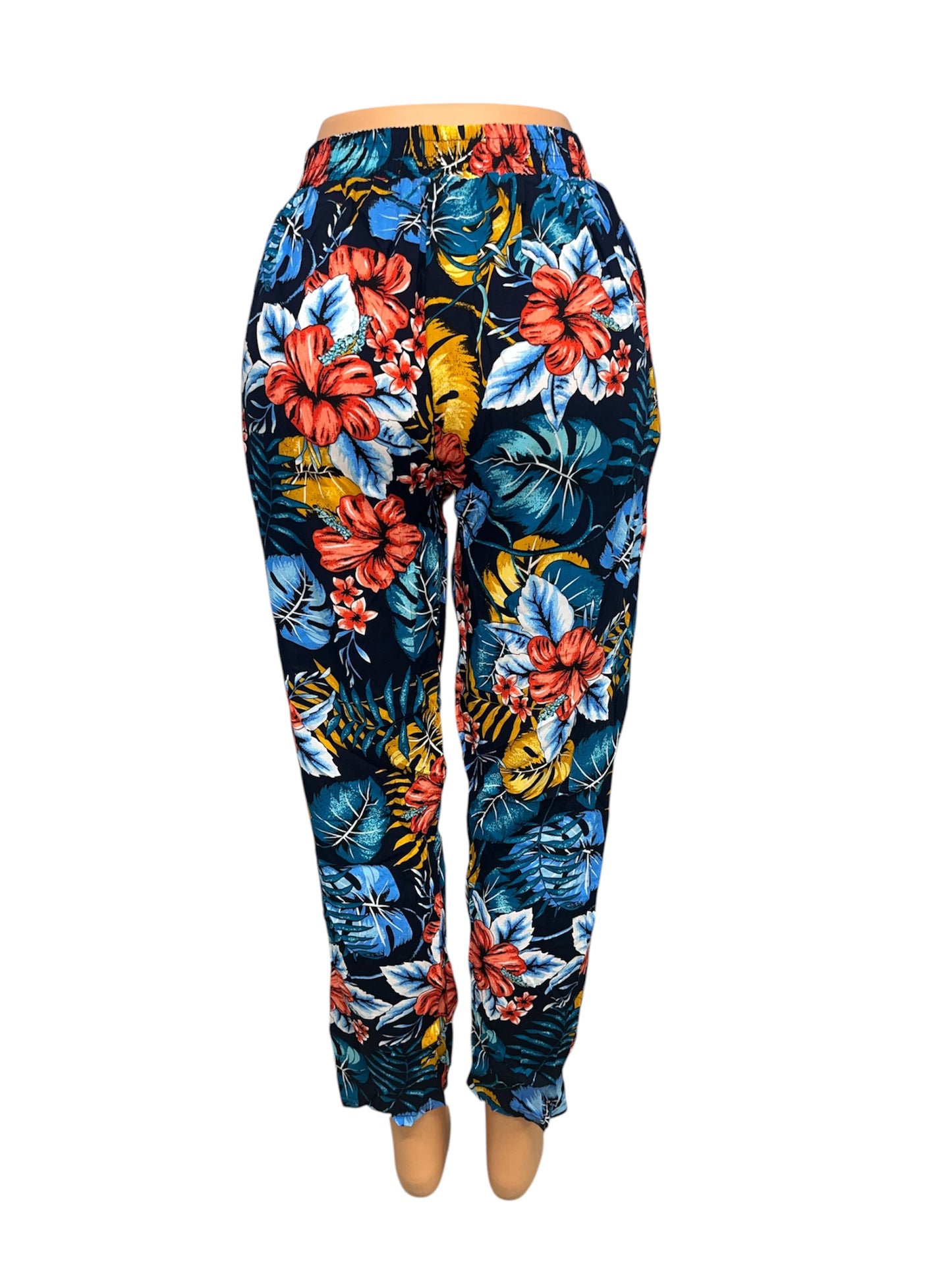 LUCHTIGE ZOMERBROEK MET PRINT BLAUW/ORANJE -SISI