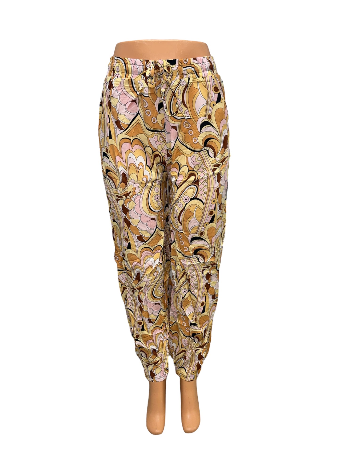 LUCHTIGE ZOMERBROEK MET PRINT BEIGE/ROZE -JOSJE
