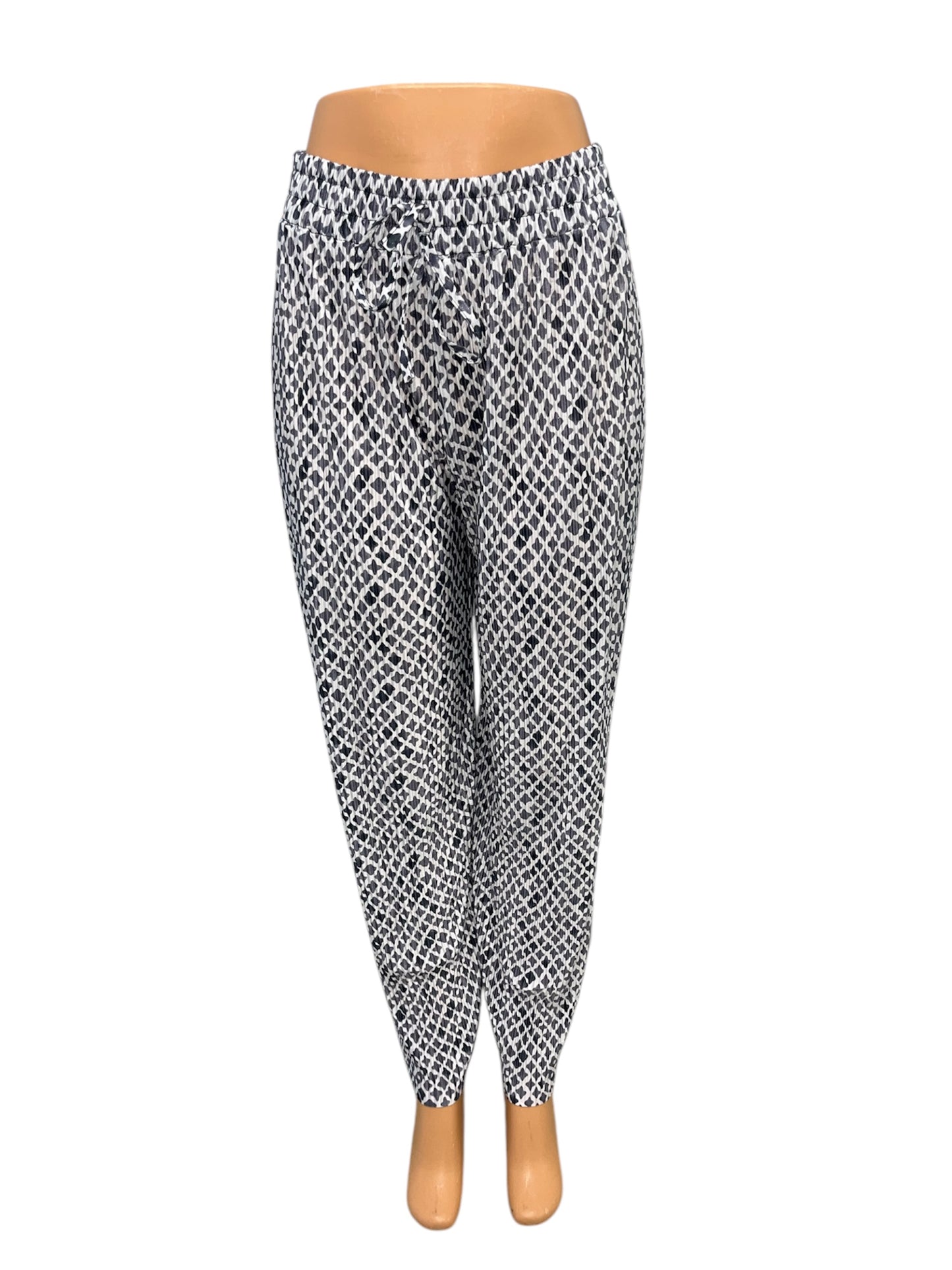 LUCHTIGE ZOMERBROEK MET PRINT WIT/ZWART -POLLY