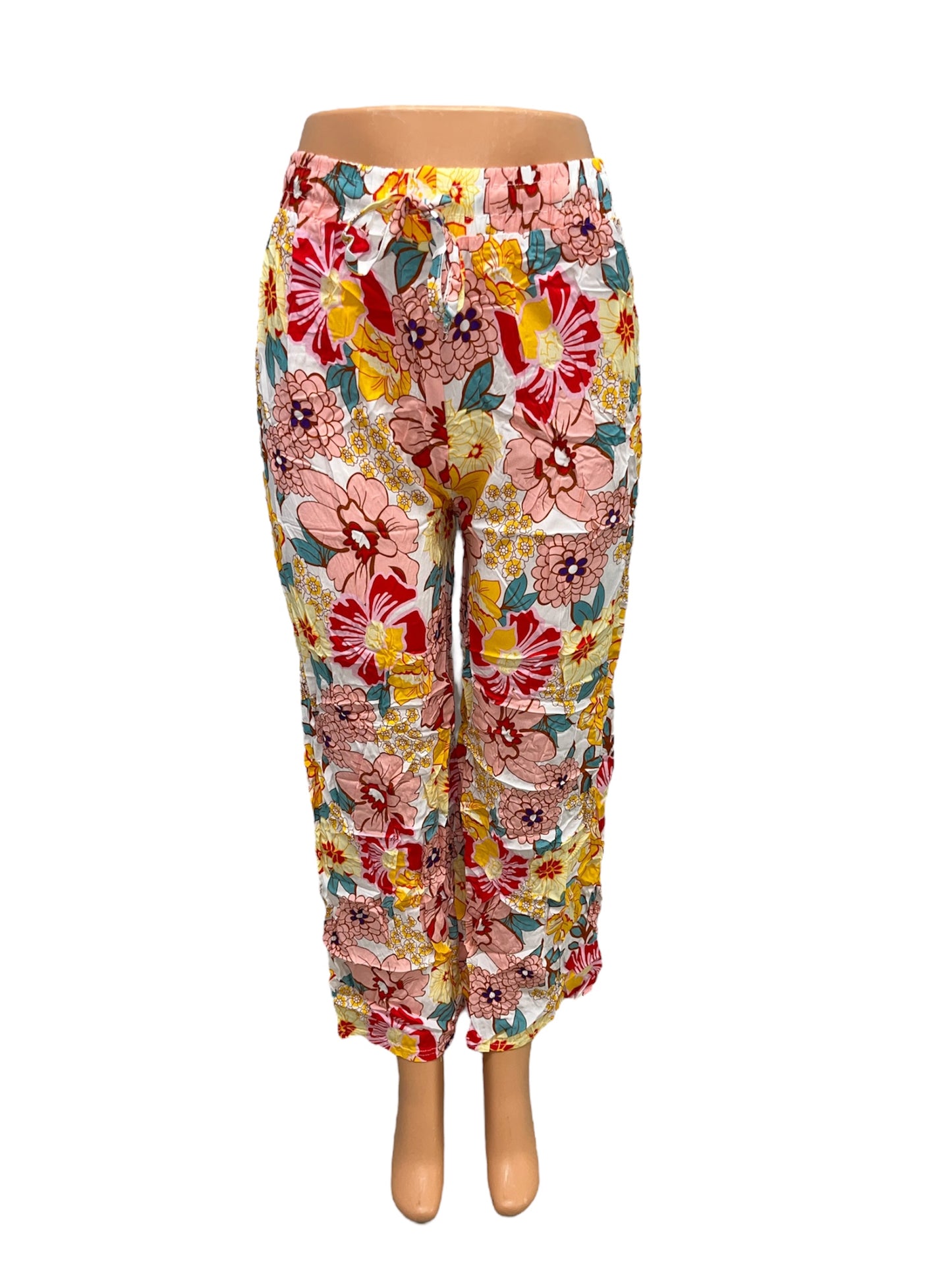 -LUCHTIGE ZOMERBROEK MET PRINT GEEL -HETTY
