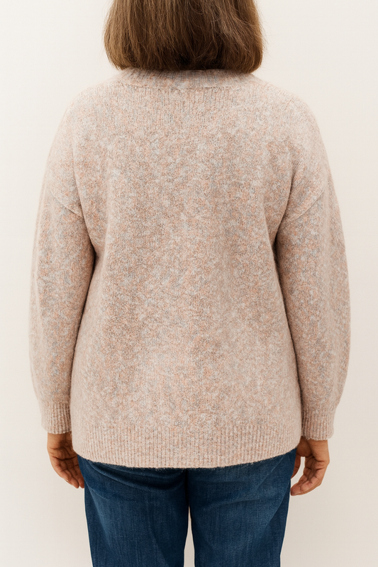 Gebreid vest met hartjes – roze melange