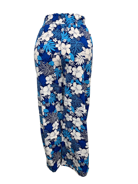 LUCHTIGE ZOMERBROEK MET PRINT BLAUW/WIT- THIRZA