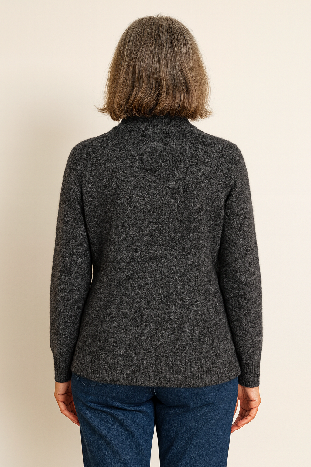 Basic trui met Kol - Donkergrijs