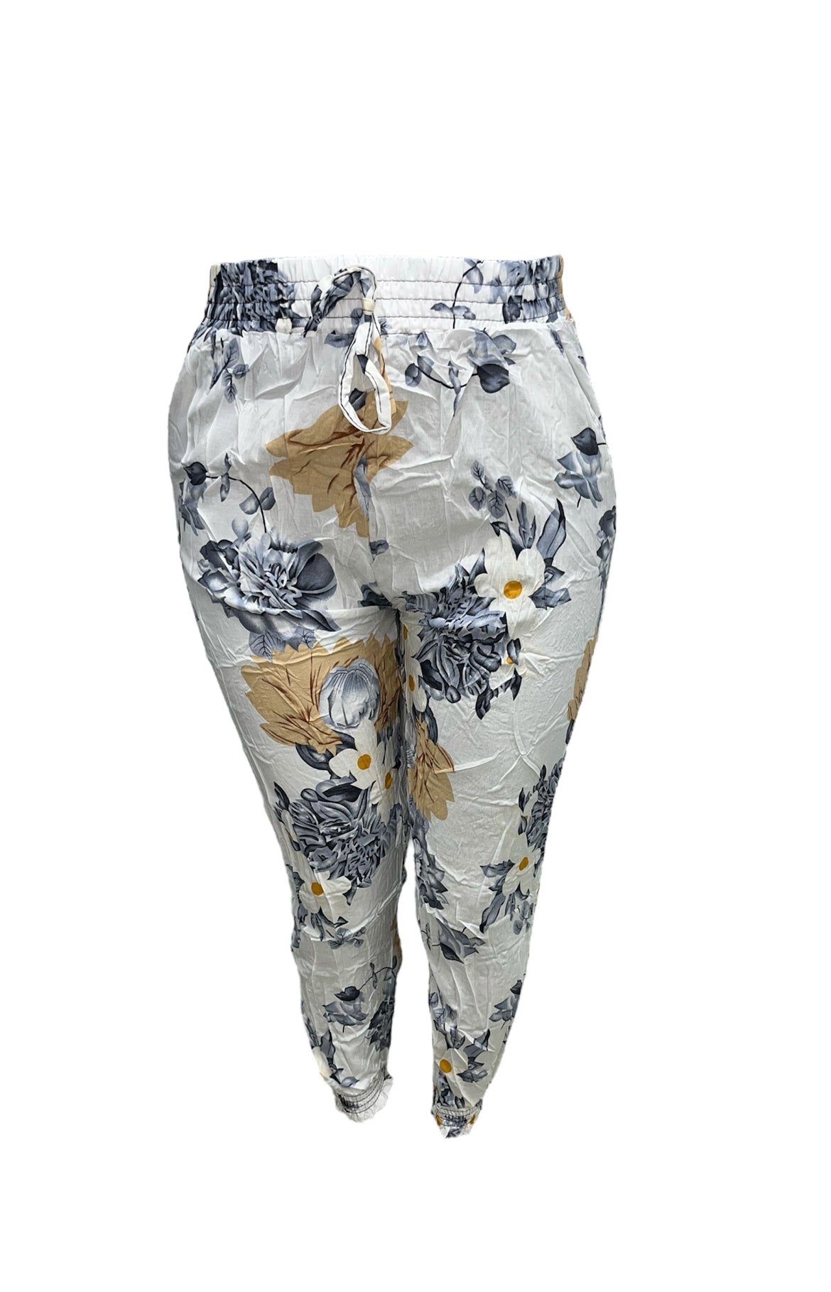 LUCHTIGE ZOMERBROEK MET PRINT WIT/GRIJS -PLUSSIZE
