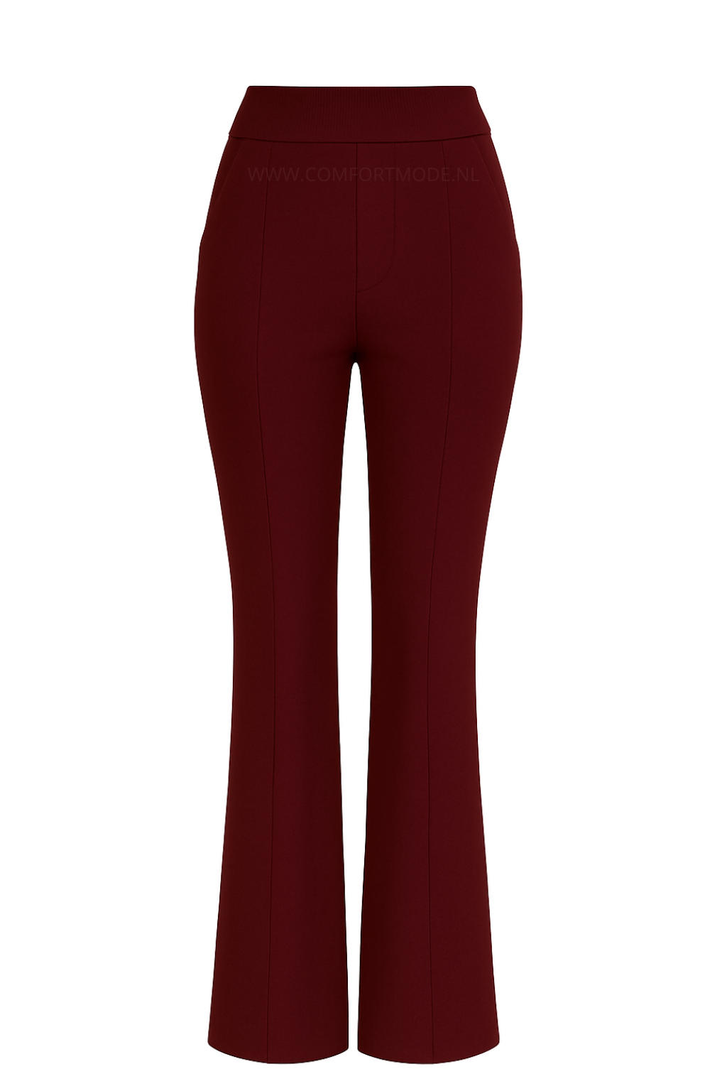 R259- COMFORTBROEK FLARED BORDEAUXROOD TALL