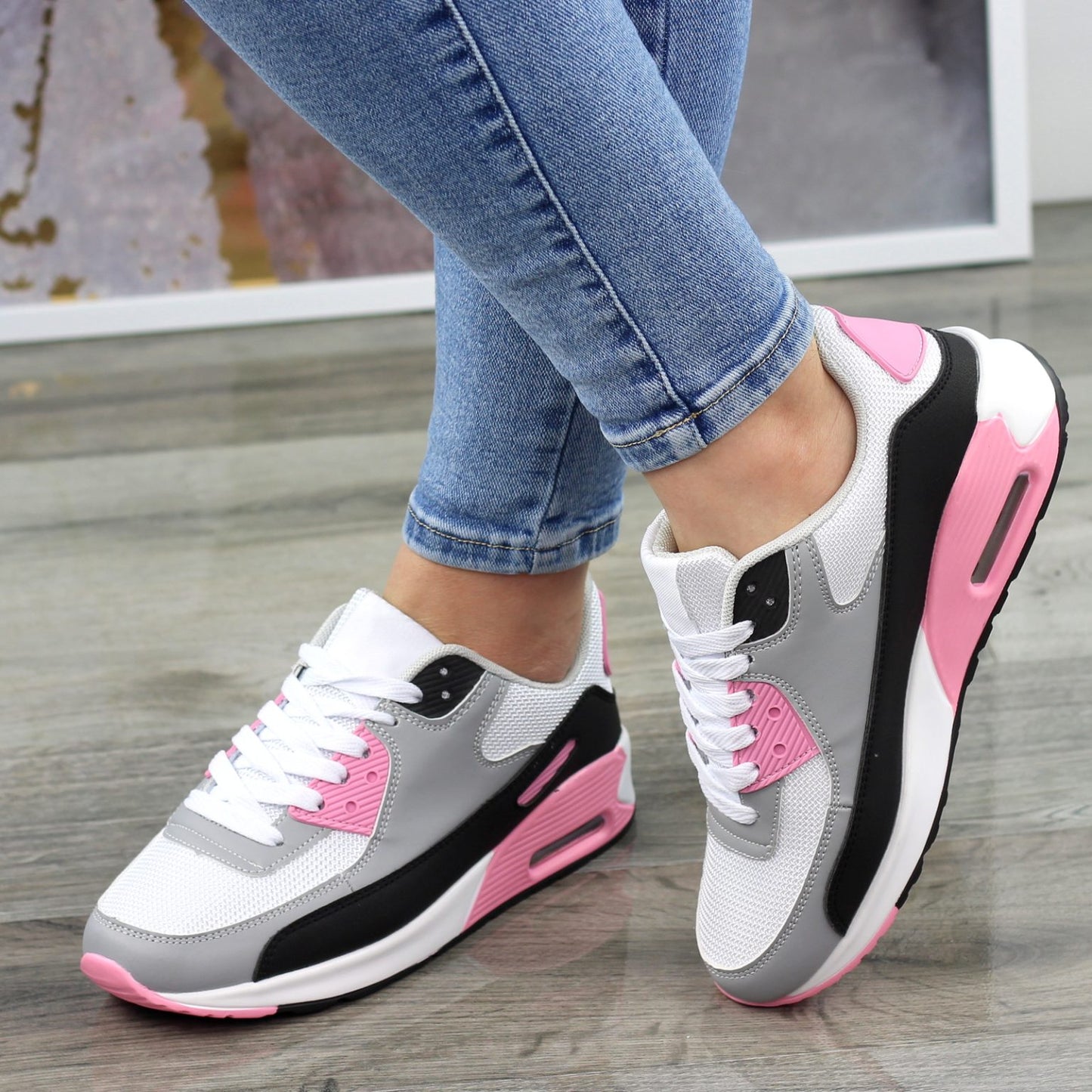 AIR SNEAKERS DAMES GRIJS ROZE WIT - LILLY