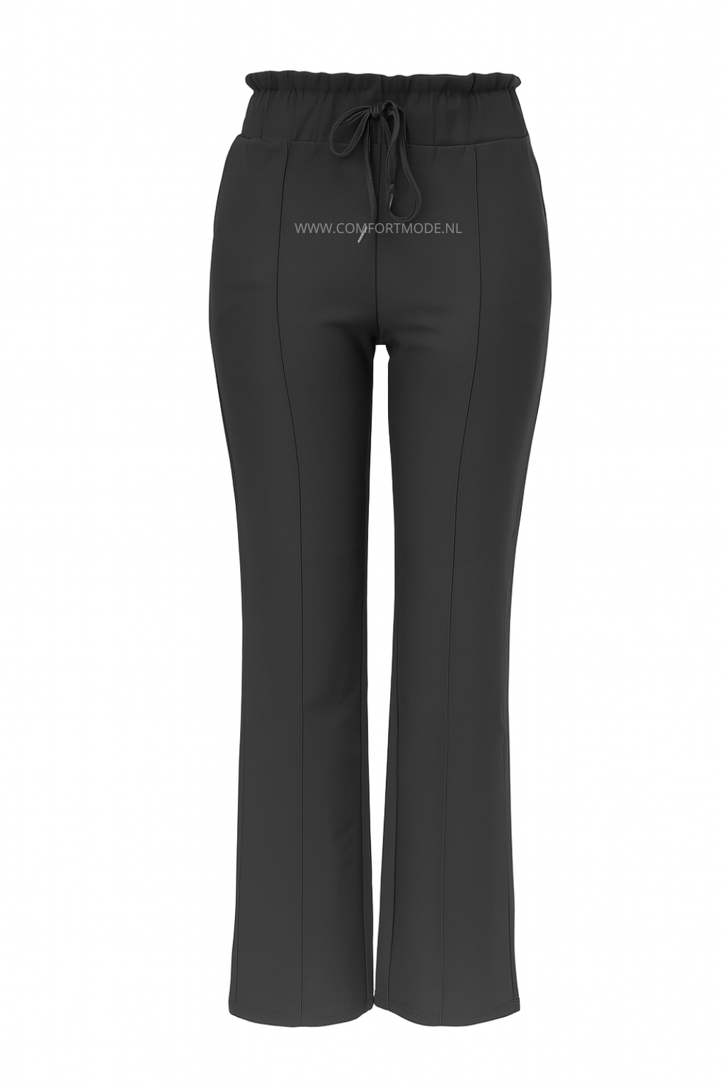R272- COMFORTBROEK STRAIGHT LEG MET VETERS ZWART