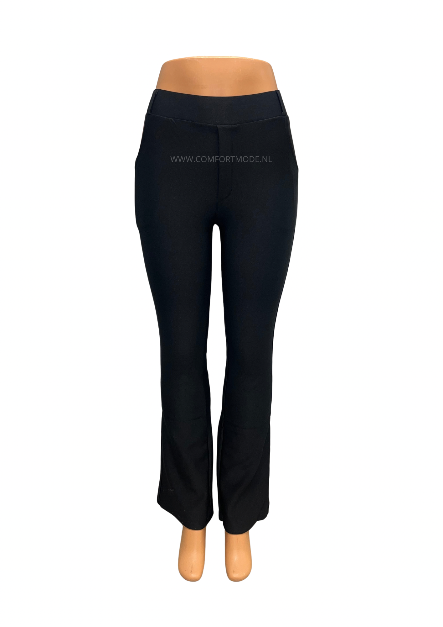 H375-COMFORTBROEK FLARED ZWART