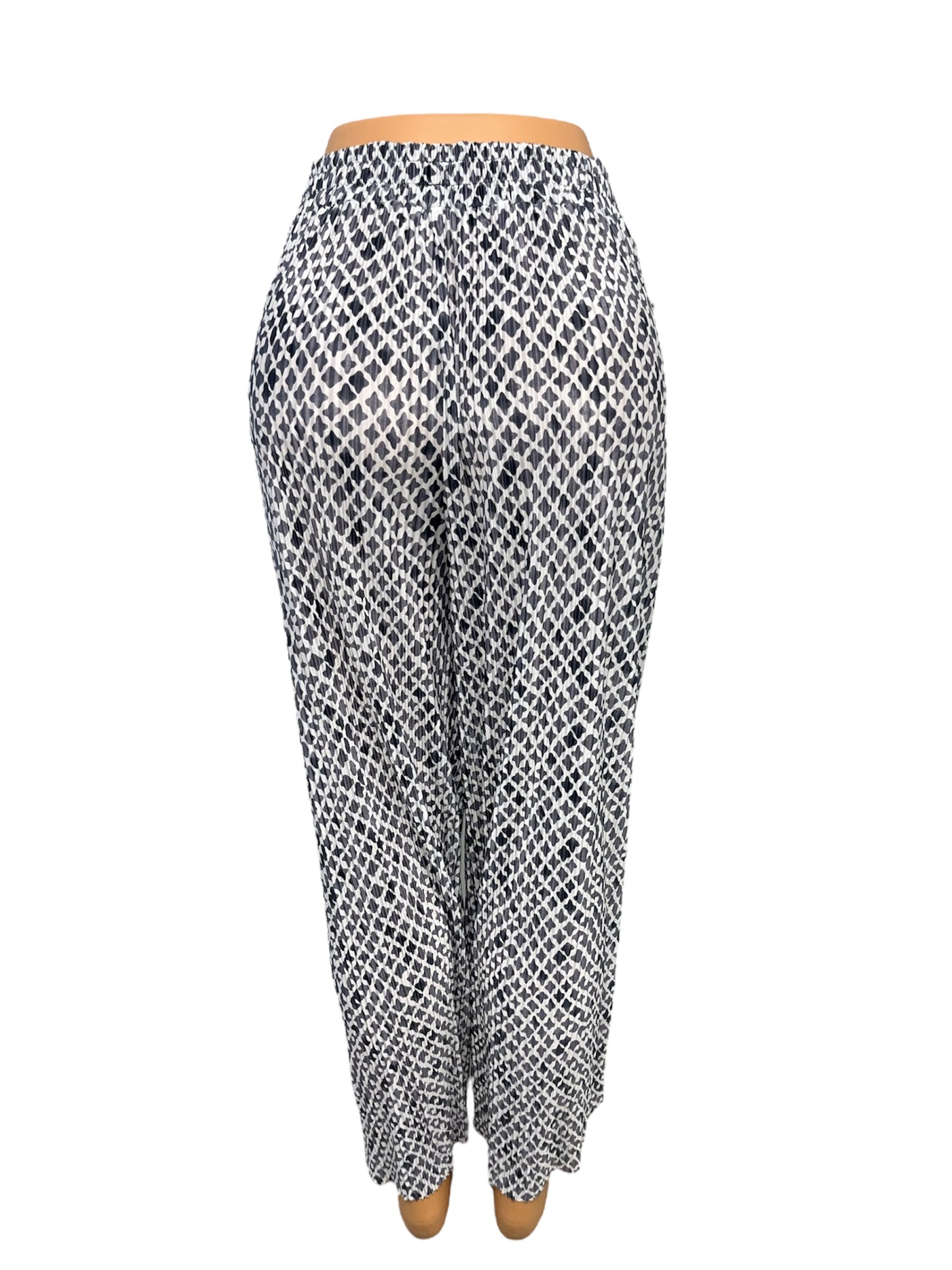 LUCHTIGE ZOMERBROEK MET PRINT WIT/ZWART -POLLY