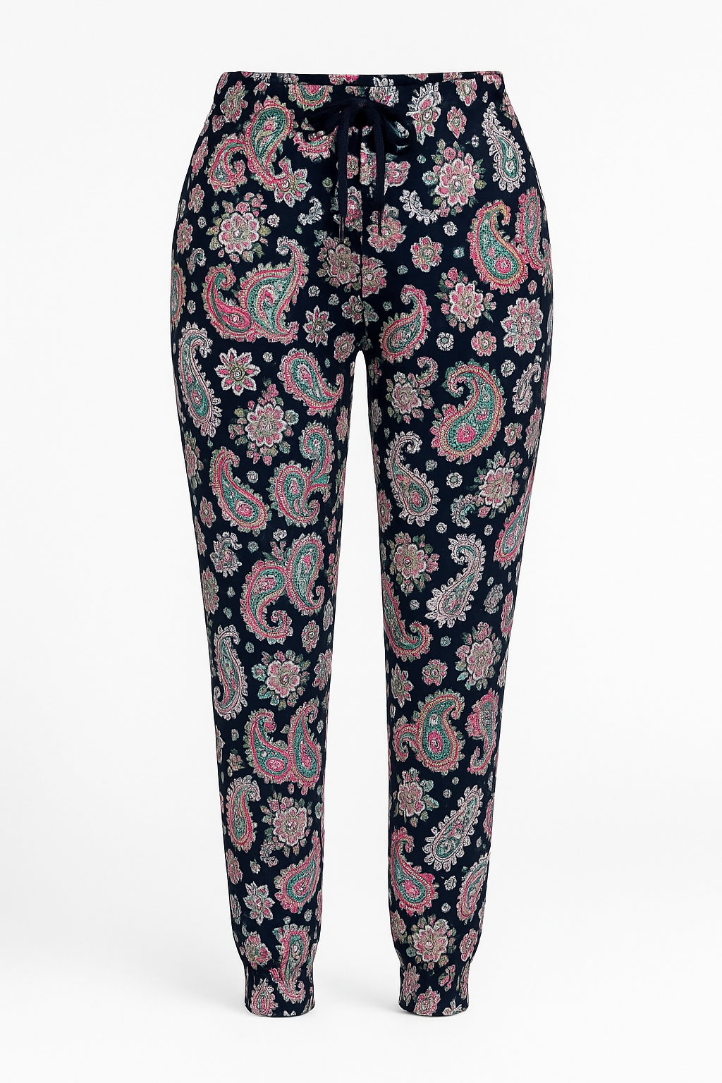 LUCHTIGE ZOMERBROEK MET PRINT ZWART/ROZE -ISA