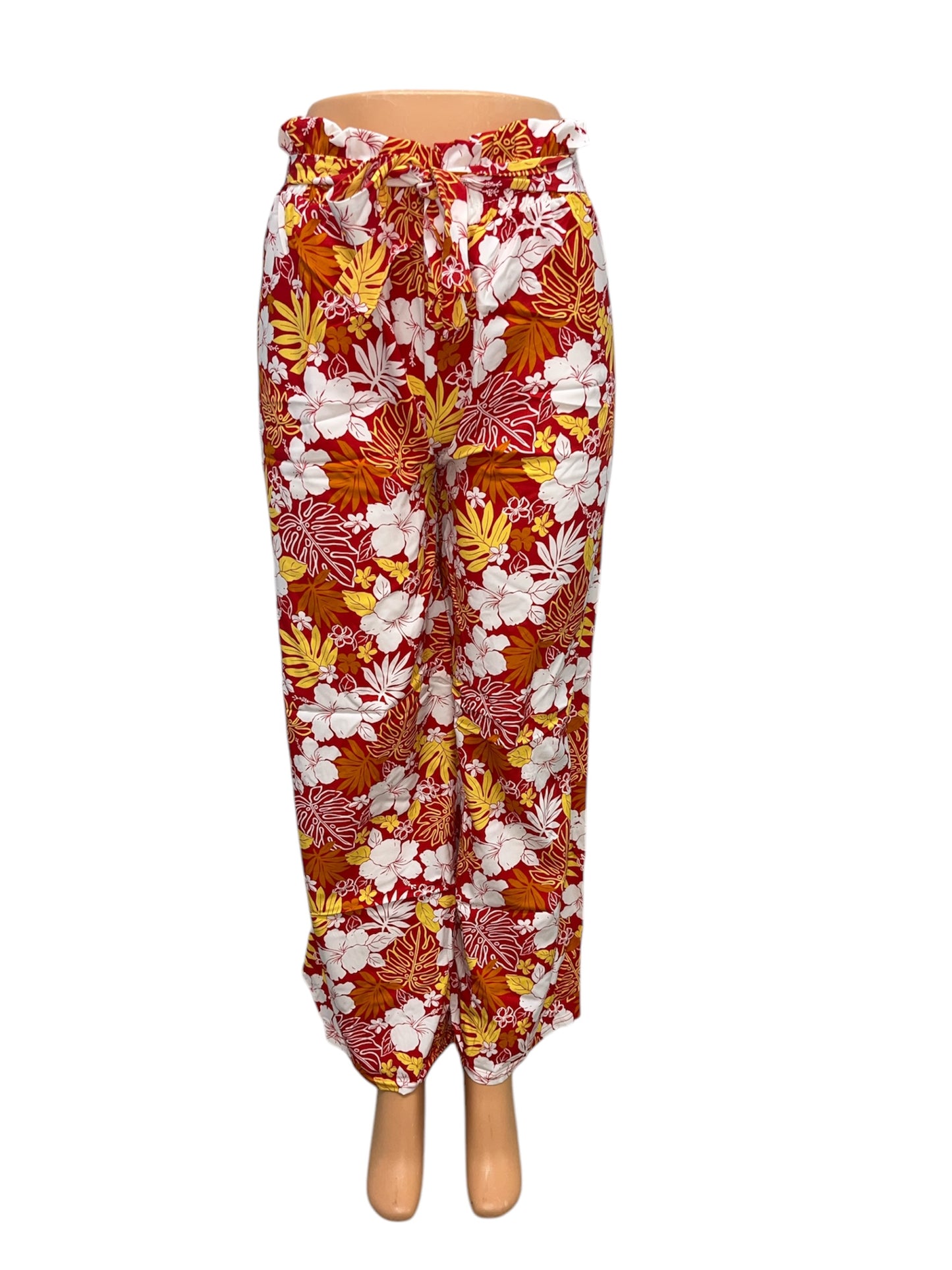 LUCHTIGE ZOMERBROEK MET PRINT ORANJE/GEEL -THIRZA