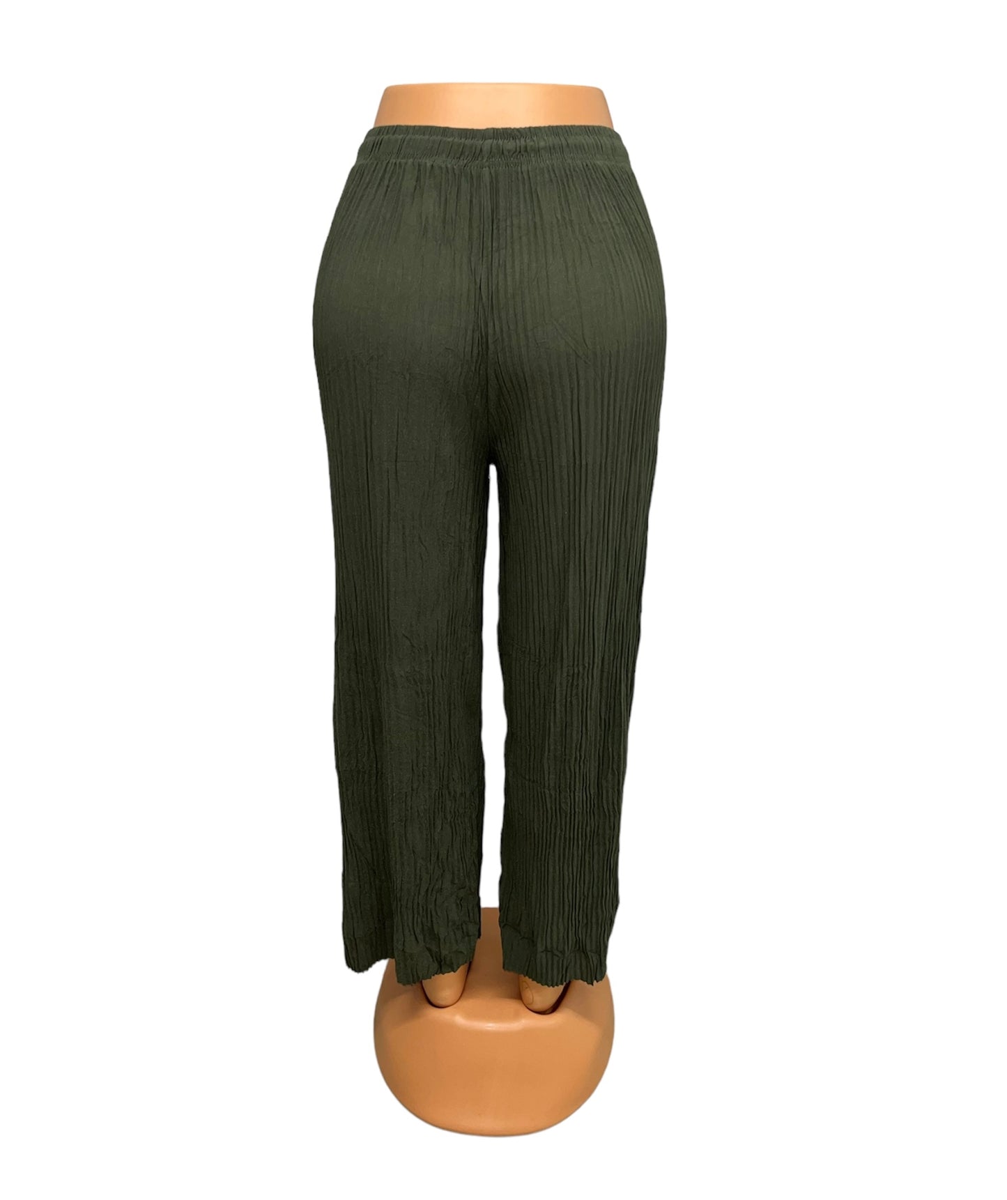SUMMER PANTS WITH LACES OLIVE GREEN -ILSE