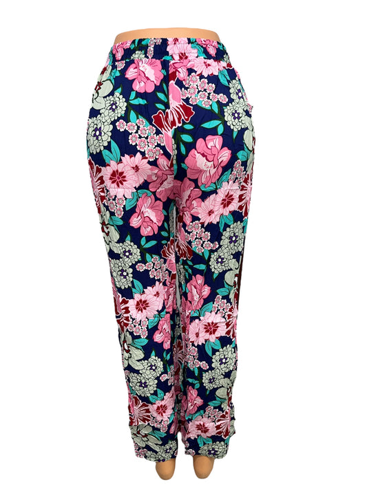 -LUCHTIGE ZOMERBROEK MET PRINT ROZE -HETTY