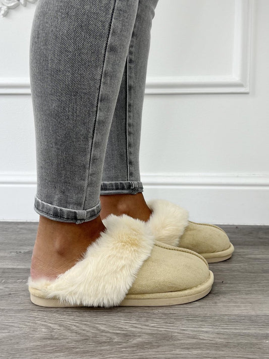-BEIGE DAMES PANTOFFELS