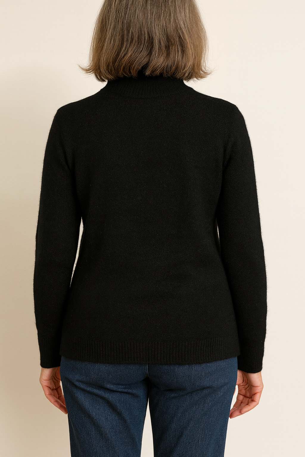 Basic trui met Kol - Zwart