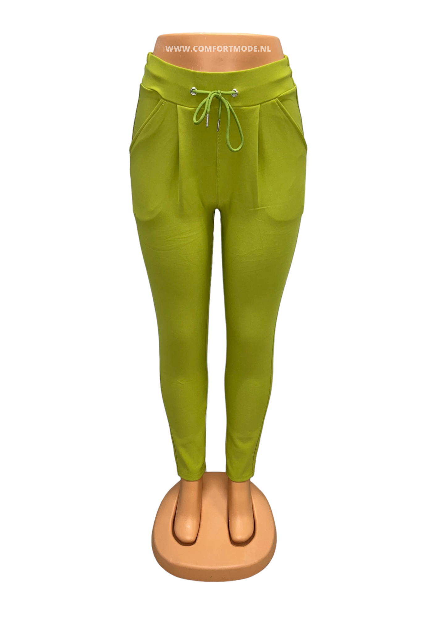SALE -COMFORTBROEK APPELGROEN MET VETER