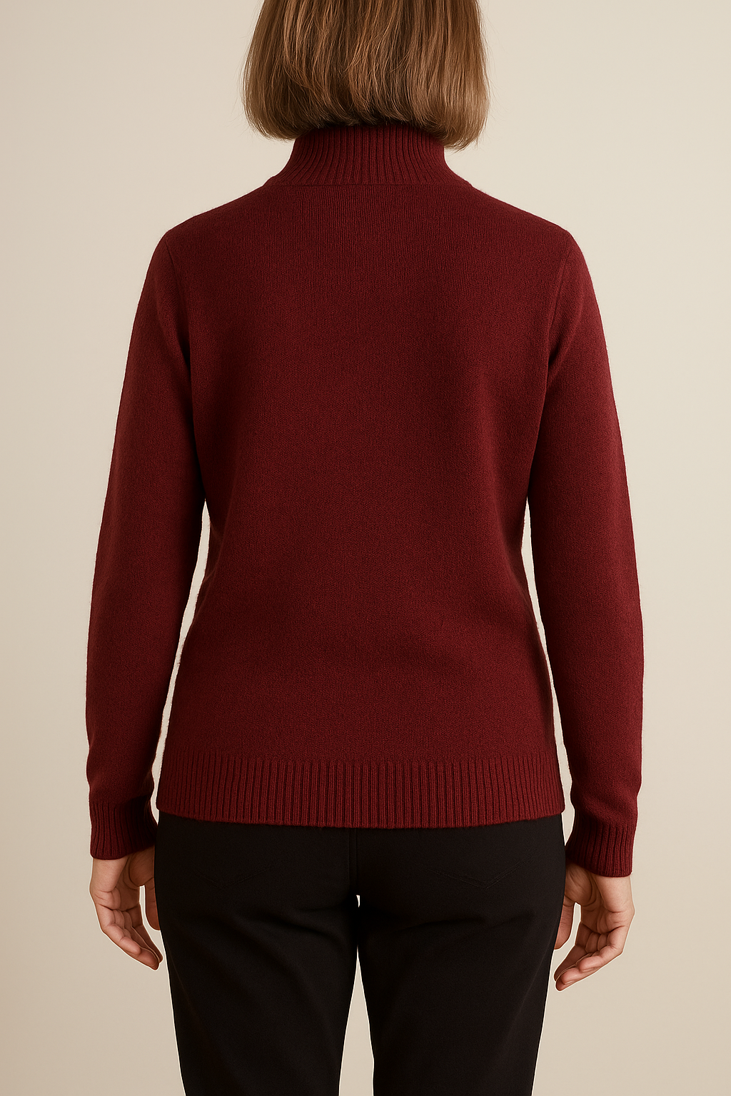 Basic trui met Kol - Bordeauxrood