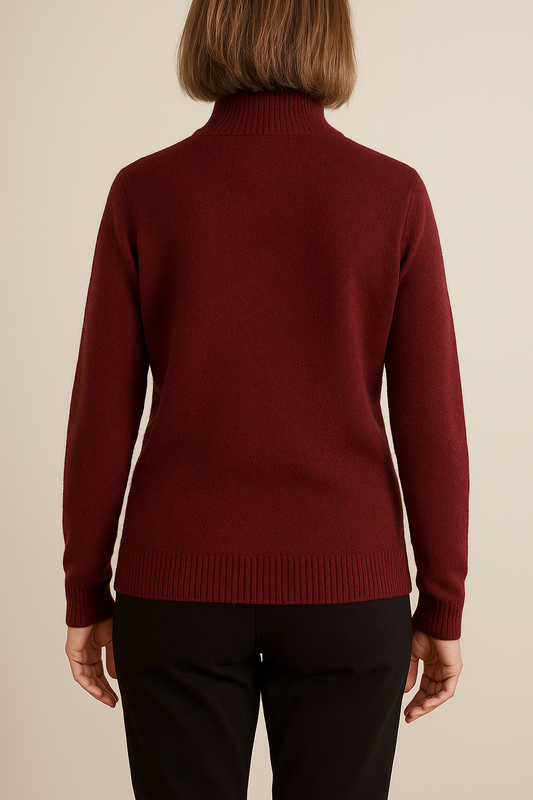 Basic trui met Kol - Bordeauxrood