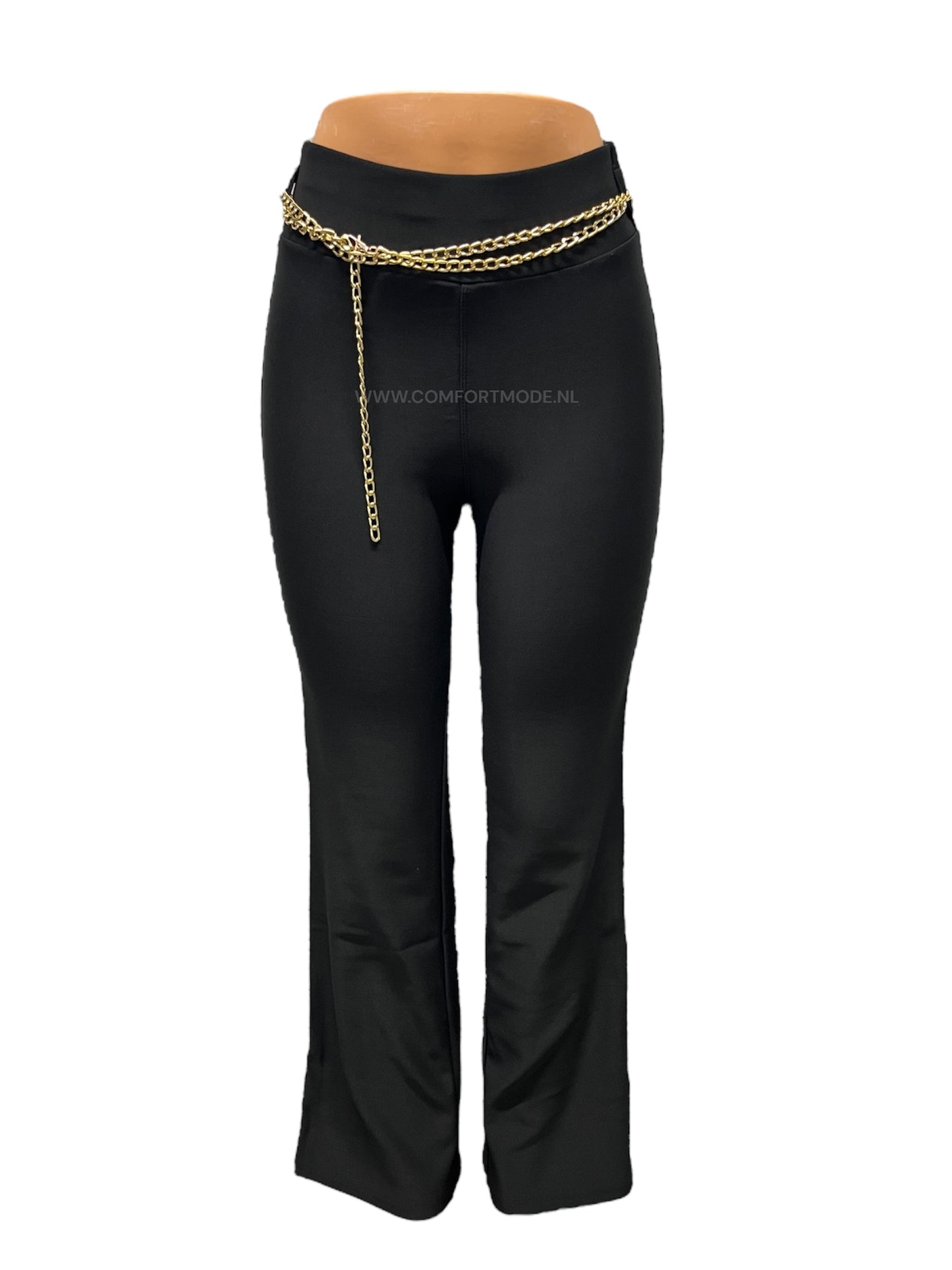 -COMFORTBROEK FLARED MET GOUDEN KETTING